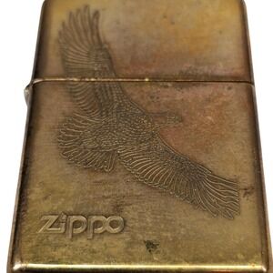 Vintage 2001 Zippo Lighter Solid Brass  Soaring Eagle